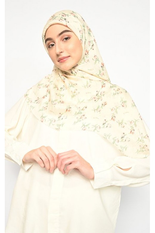 Hijab Segi Empat Jeany Creme Jahit Tepi